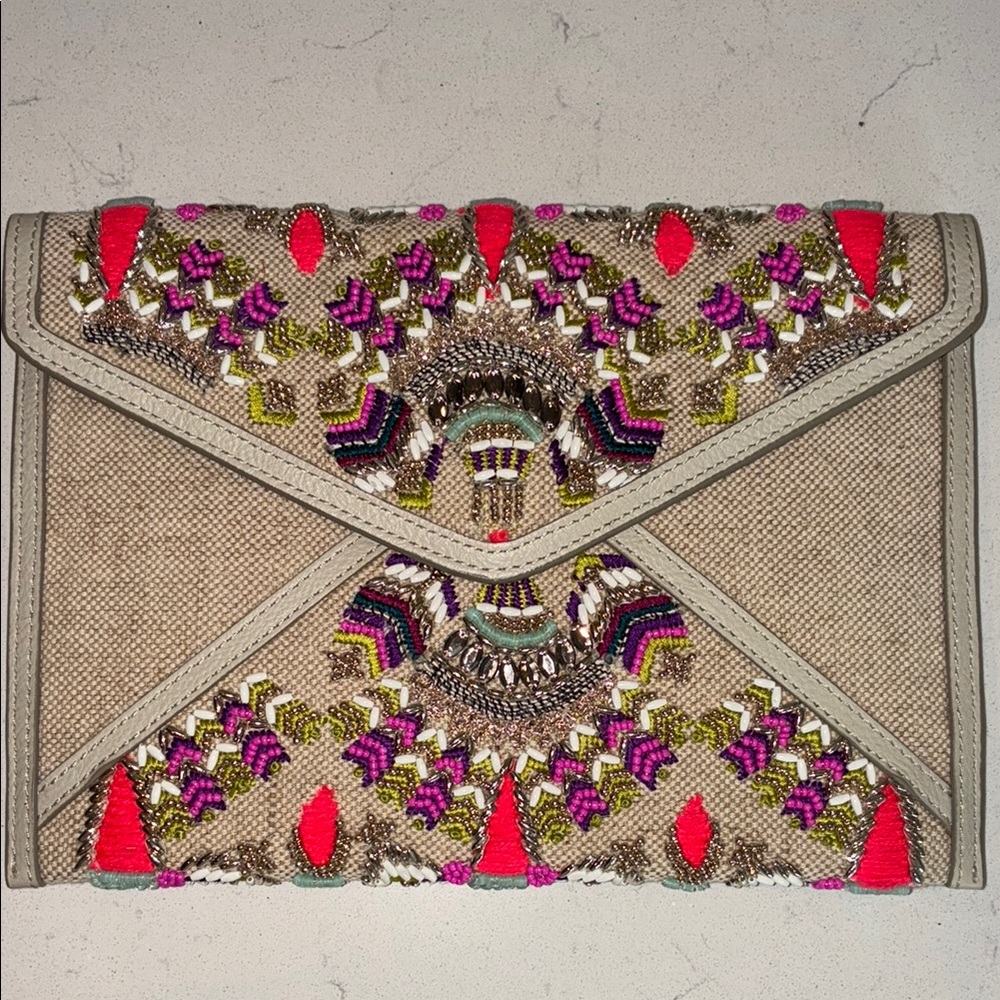 Embroidered Envelope Clutch
